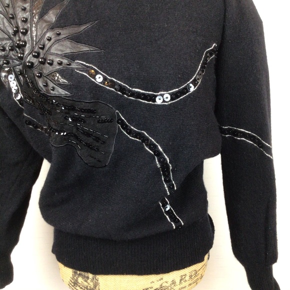 Vintage Gloria Furman Embellished Sweater Black - Picture 6 of 9